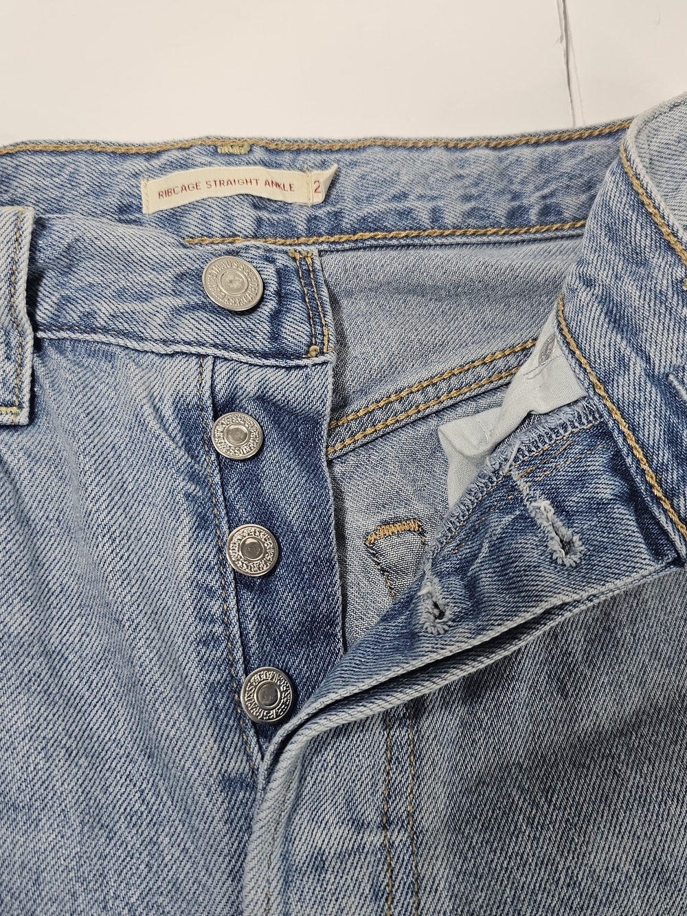 Levi's Premium Ribcage Straight Ankle Jeans Womens 24 Light Wash High Rise Retro - Picture 13 of 16